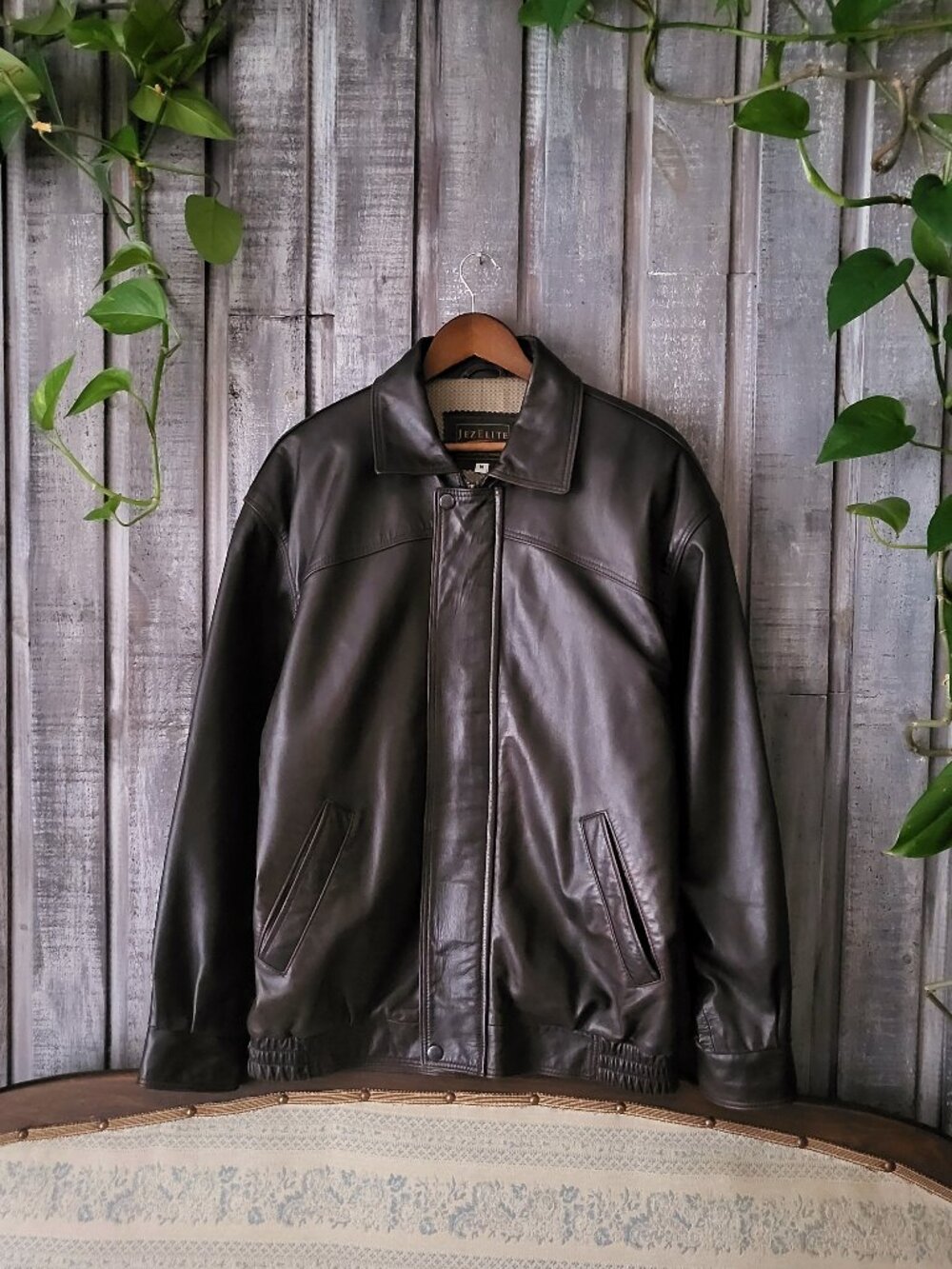 Jezelite Montreal Vintage 100% Genuine Leather Bomber Jacket Brown Size M 90s